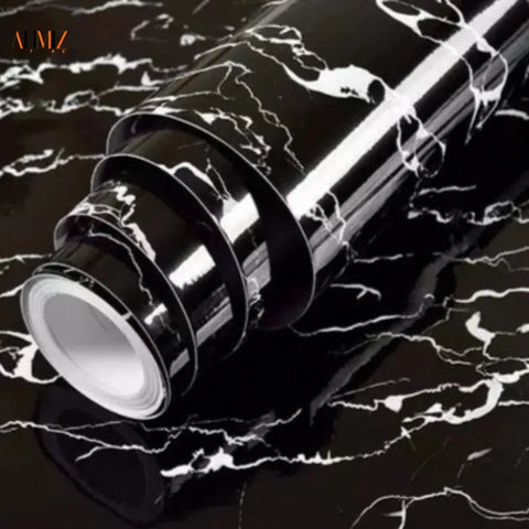 60cm × 200cm Self Adhesive Black / White Marble Sheet for Kitchen - Anti Oil and Heat Resistant Wallpaper - Gradit Mart