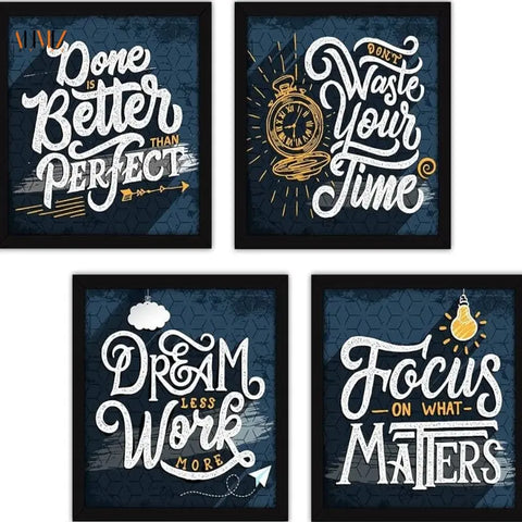 Pack of 4 Inspiration Motivational Quote Picture Frames Wall Hangings - Gradit Mart