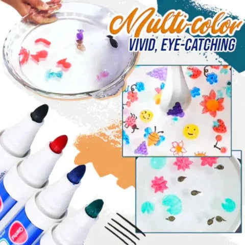 MAGICAL FLOATING PAINTING IN WATER WITH SPOON (12 PCS MARKER) - Gradit Mart
